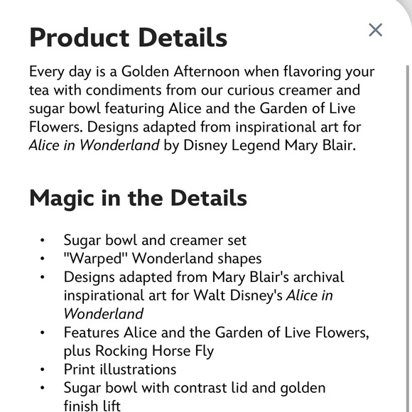 Disney Kitchen Alice In Wonderland 7th Anniversary Cream And Sugar Set Poshmark